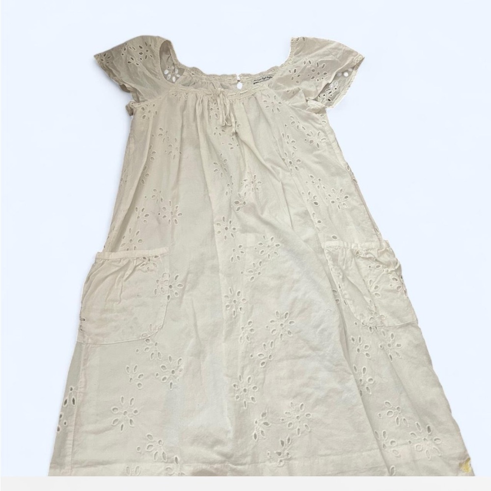 American Eagle Outfitters Cream Eyelet Kids Dress